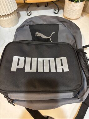 Puma Evercat Duo 16" Black and Gray Logo Backpack with Attached Lunch Kit